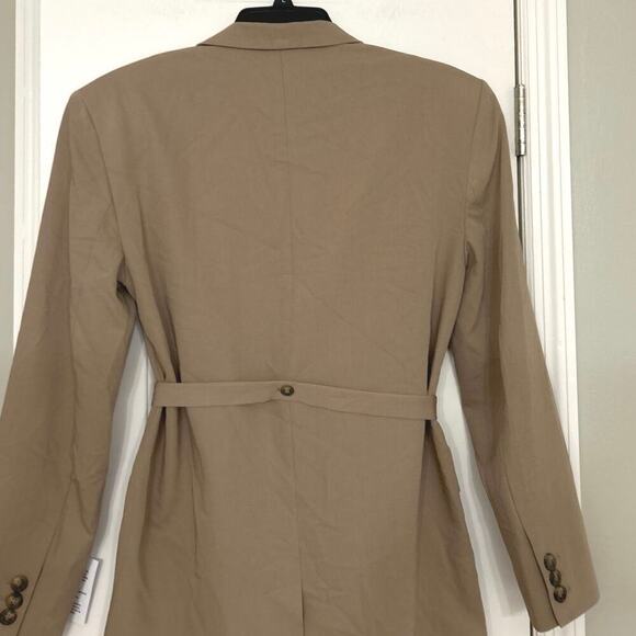 TOPSHOP NWT Tan Long Line Belted Button Down Blazer 8 - Picture 8 of 12